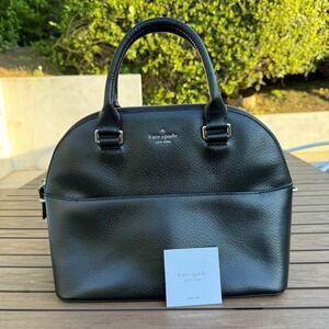 Kate Spade New York Black Leather Dome Satchel Shoulder Bag WKRU6630